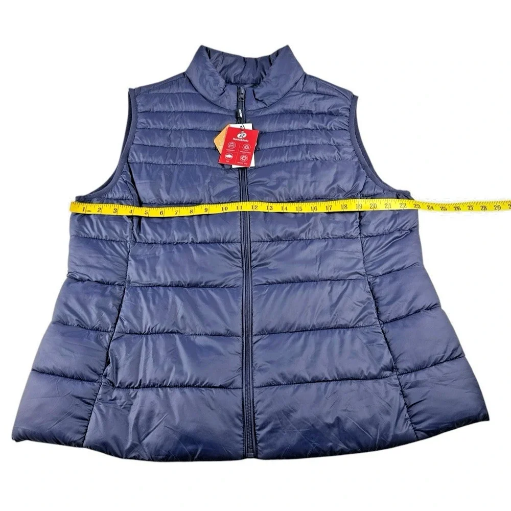 Rokka Rolla Womens Puffer Vest 2XL Navy Blue Lightweight Quilted Padded Full Zip